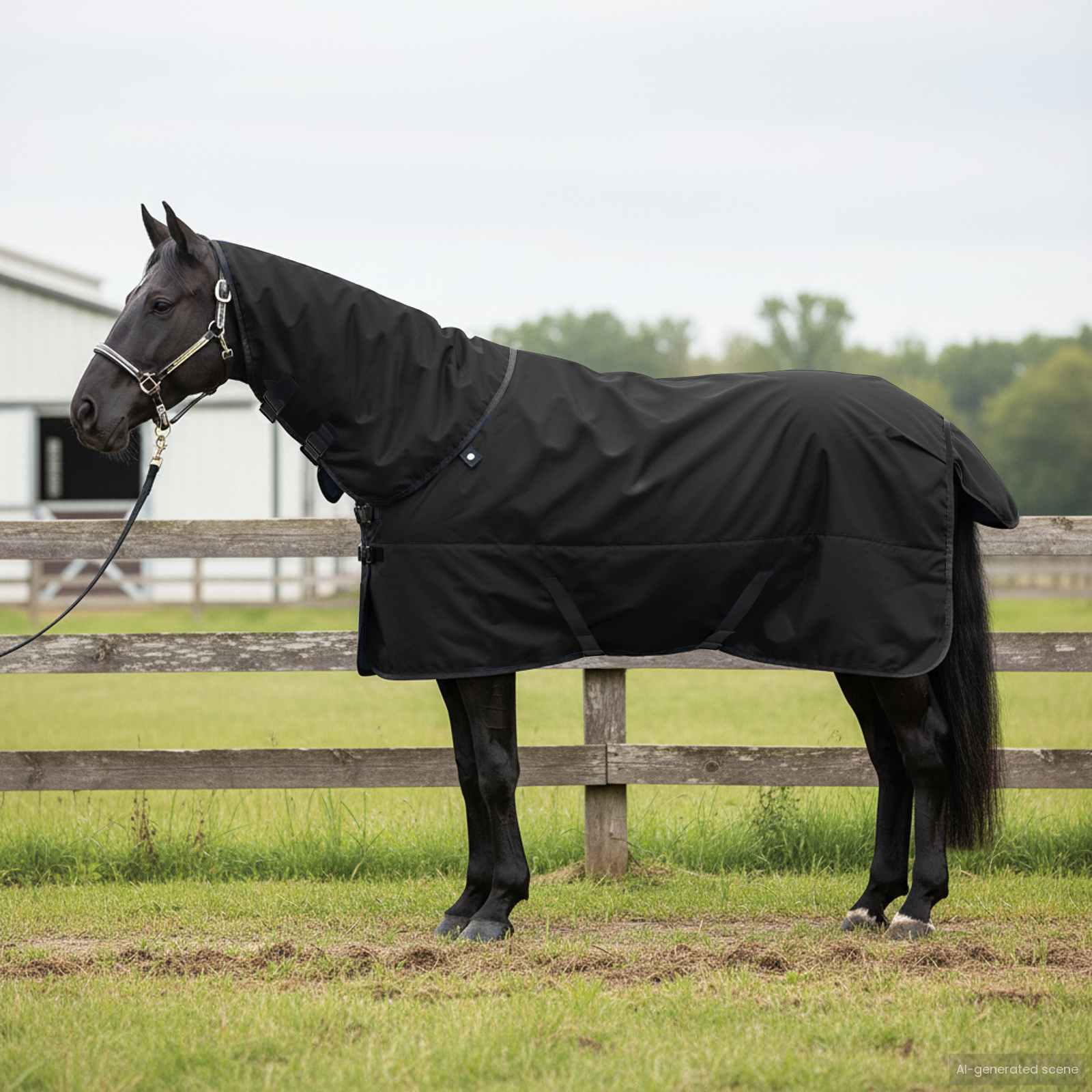 vidaXL Horse Blanket Full Black 145 cm Polyester 1