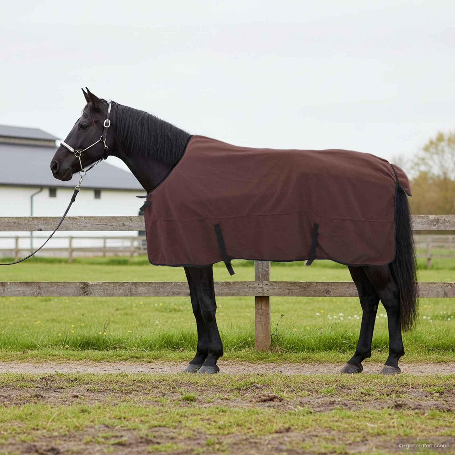 vidaXL Horse Blanket Full Dark Brown 165 cm Polyester Fleece 1