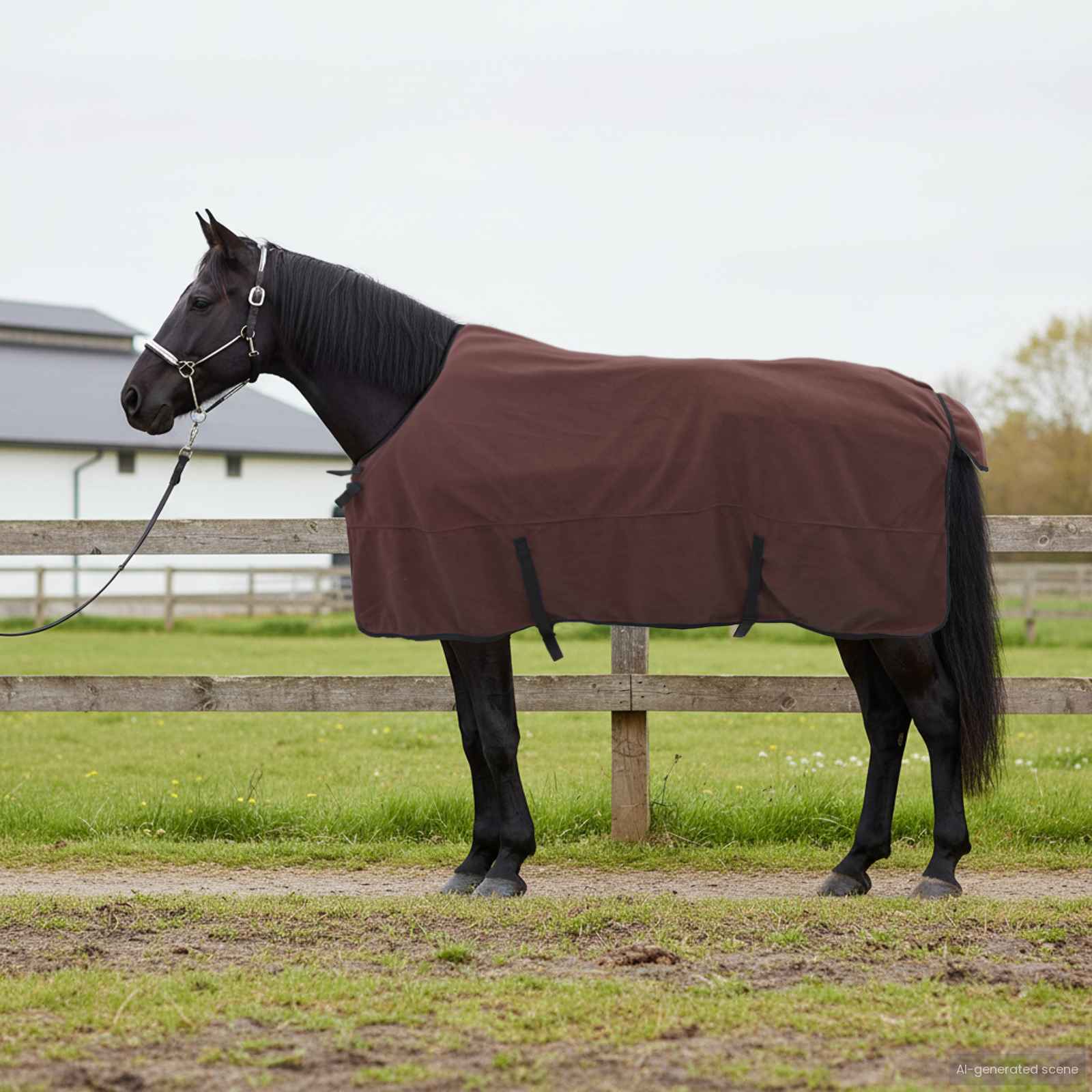 vidaXL Horse Blanket Full Dark Brown 165 cm Polyester Fleece 1