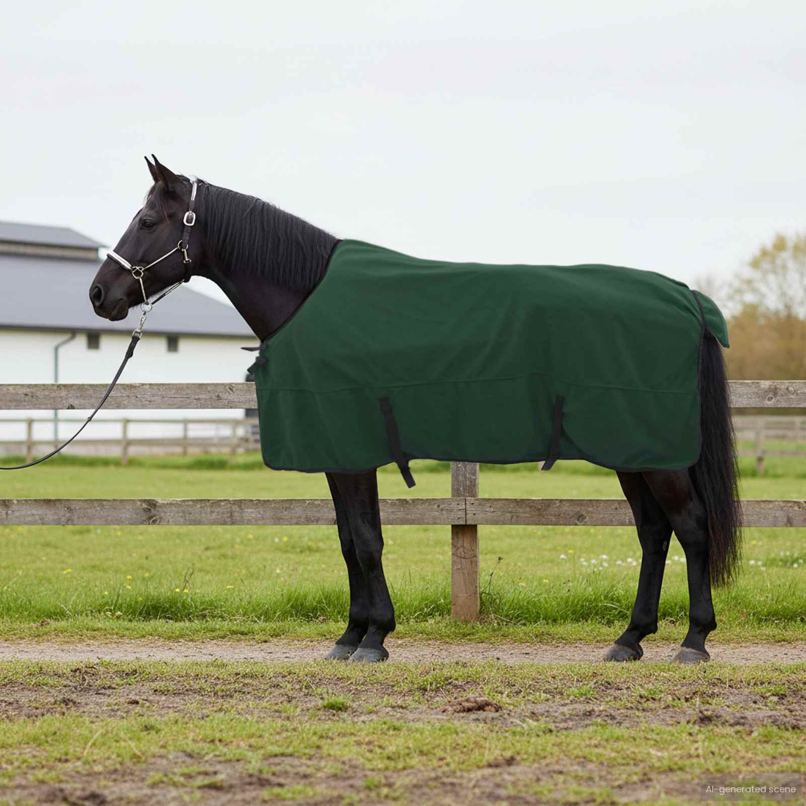 vidaXL Horse Blanket Full Dark Green 165 cm Polyester Fleece 1