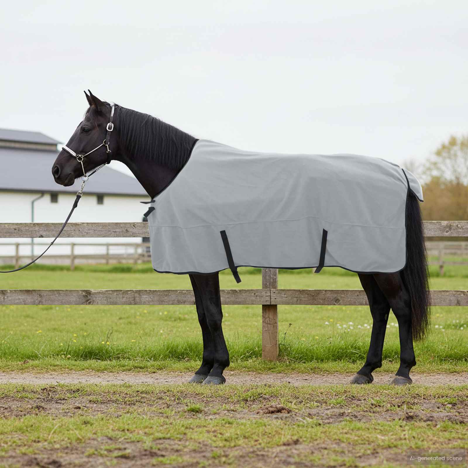 vidaXL Horse Blanket Full Light Grey and Pink 155 cm Polyester Fleece 1