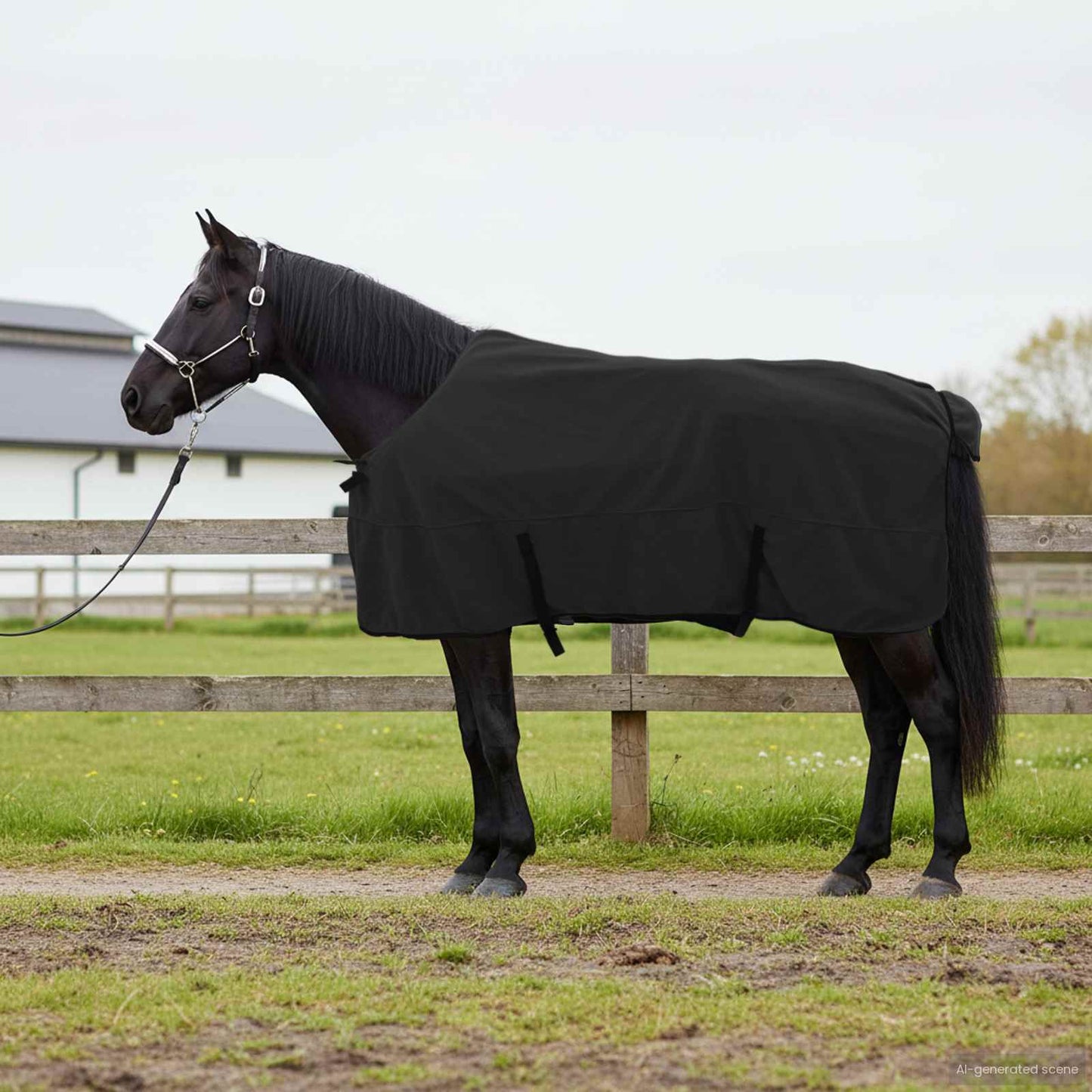 vidaXL Horse Blanket Black 165 cm Polyester Fleece 1