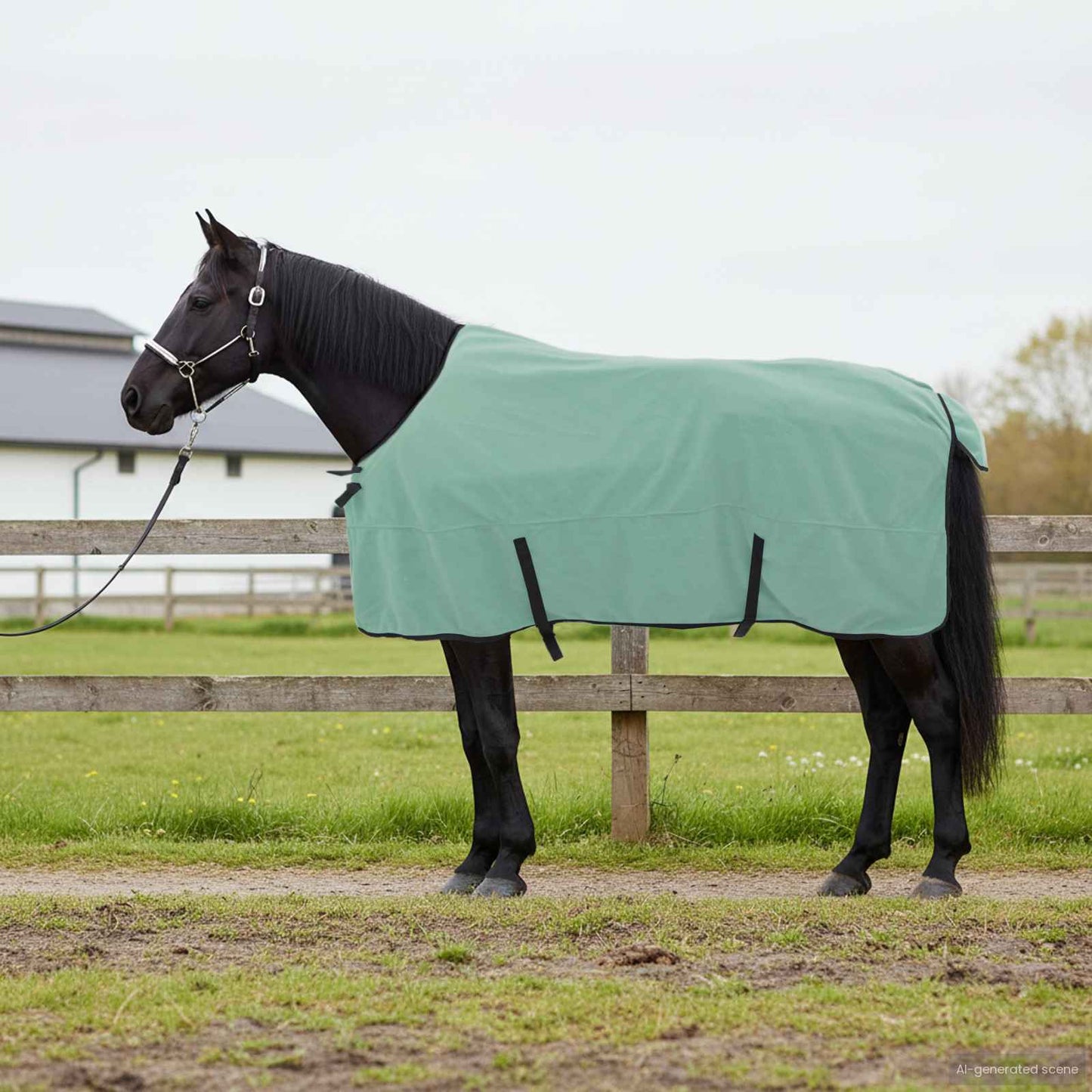 vidaXL Horse Blanket Special Green 155 cm Polyester Fleece 1