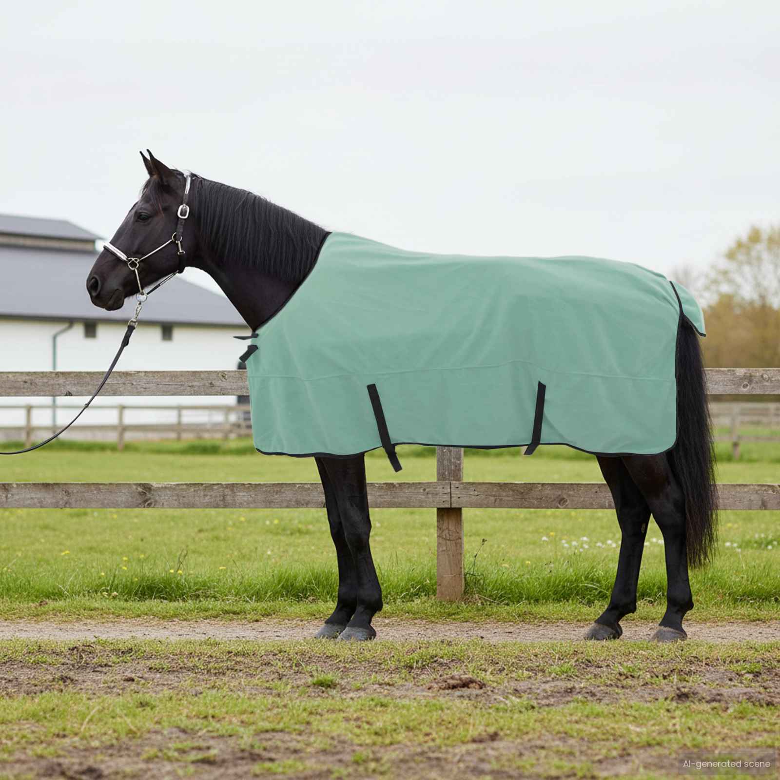 vidaXL Horse Blanket Special Green 165 cm Polyester Fleece 1