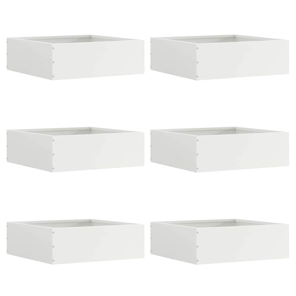 vidaXL Lawn Edging 6 pcs 40 x 40 x 13 cm Steel White 1