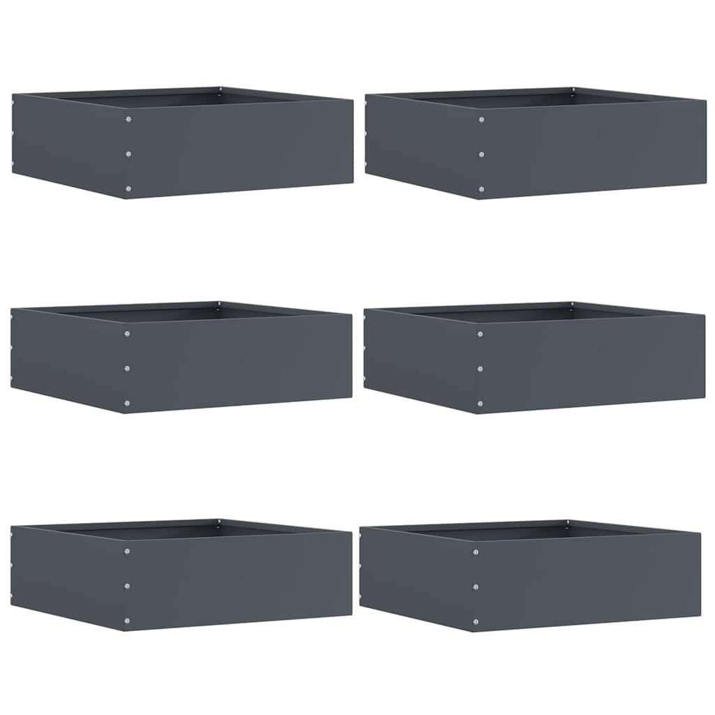 vidaXL Lawn Edging 6 pcs 40 x 40 x 13 cm Steel Anthracite 1