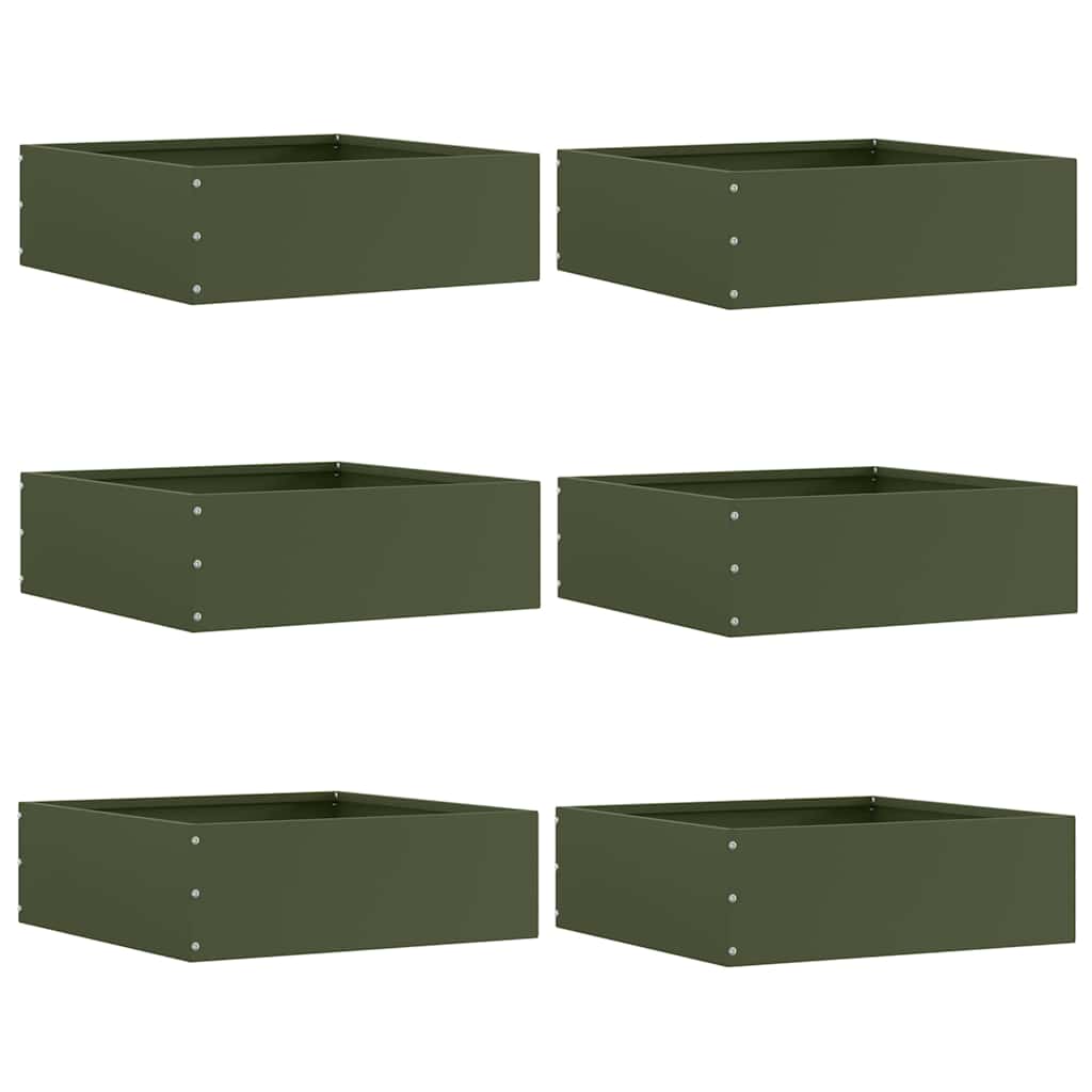 vidaXL Lawn Edging 6 pcs 40 x 40 x 13 cm Steel Olive Green 1