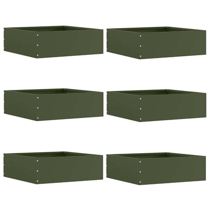 vidaXL Lawn Edging 6 pcs 40 x 40 x 13 cm Steel Olive Green 1