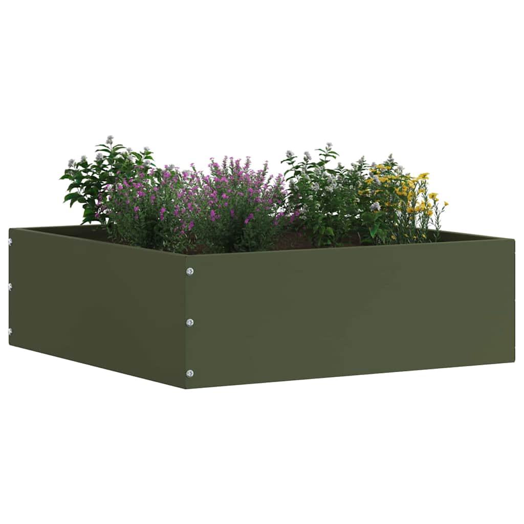 vidaXL Lawn Edging 6 pcs 40 x 40 x 13 cm Steel Olive Green 2