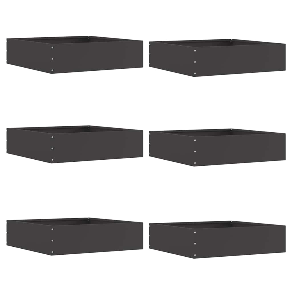 vidaXL Lawn Edging 6 pcs 50 x 50 x 13 cm Steel Black 1