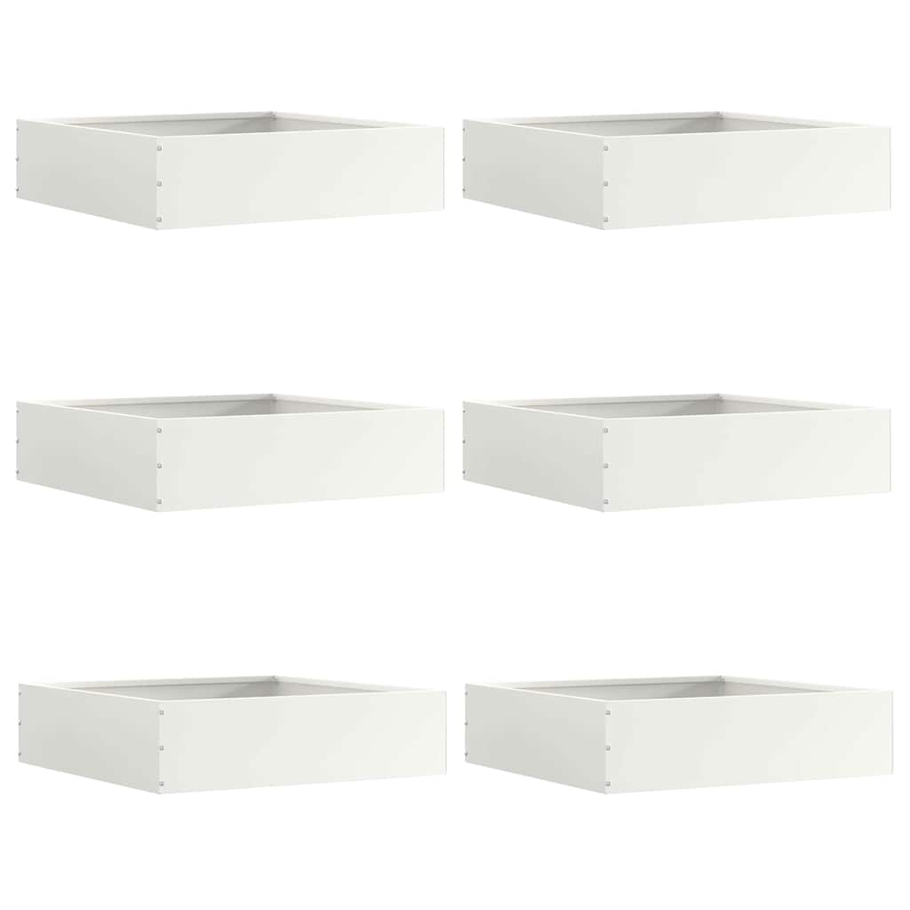vidaXL Lawn Edging 6 pcs 50 x 50 x 13 cm Steel White 1