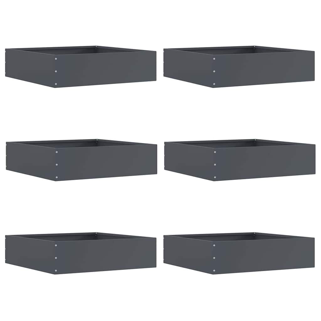 vidaXL Lawn Edging 6 pcs 50 x 50 x 13 cm Steel Anthracite 1