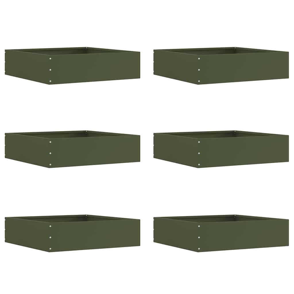 vidaXL Lawn Edging 6 pcs 50 x 50 x 13 cm Steel Olive Green 1