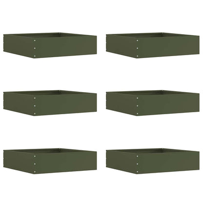 vidaXL Lawn Edging 6 pcs 50 x 50 x 13 cm Steel Olive Green 1