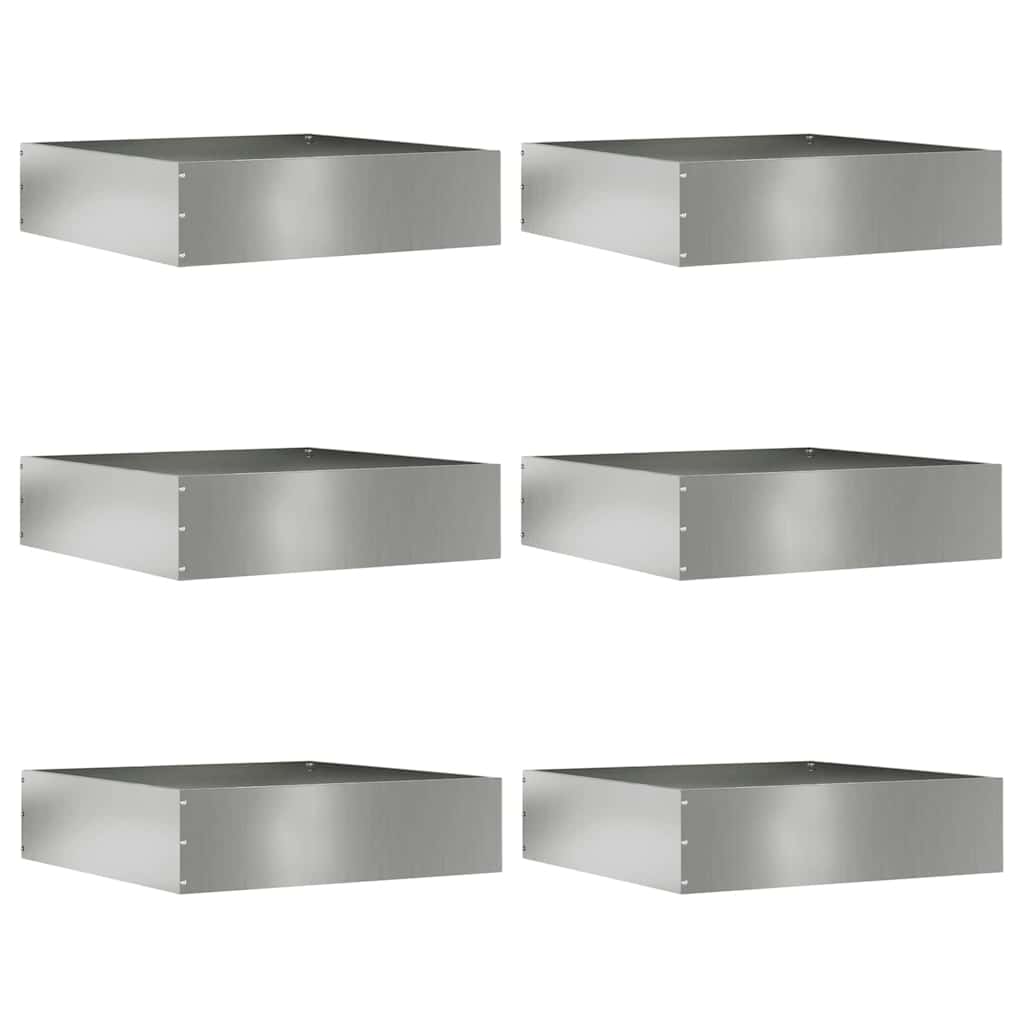 vidaXL Lawn Edging 6 pcs 50 x 50 x 13 cm Galvanised Steel Silver 1