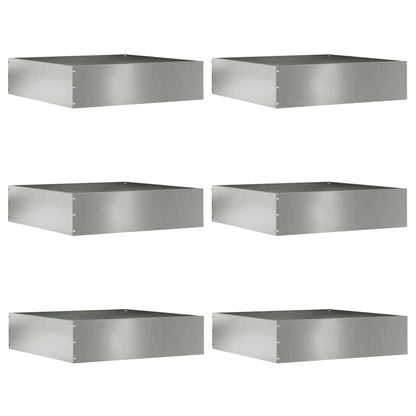vidaXL Lawn Edging 6 pcs 50 x 50 x 13 cm Galvanised Steel Silver 1