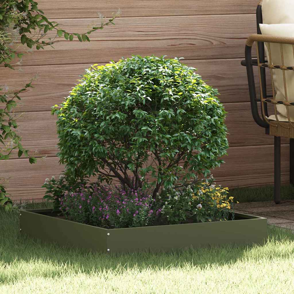 vidaXL Lawn Edging 6 pcs 60 x 60 x 13 cm Steel Olive Green 1