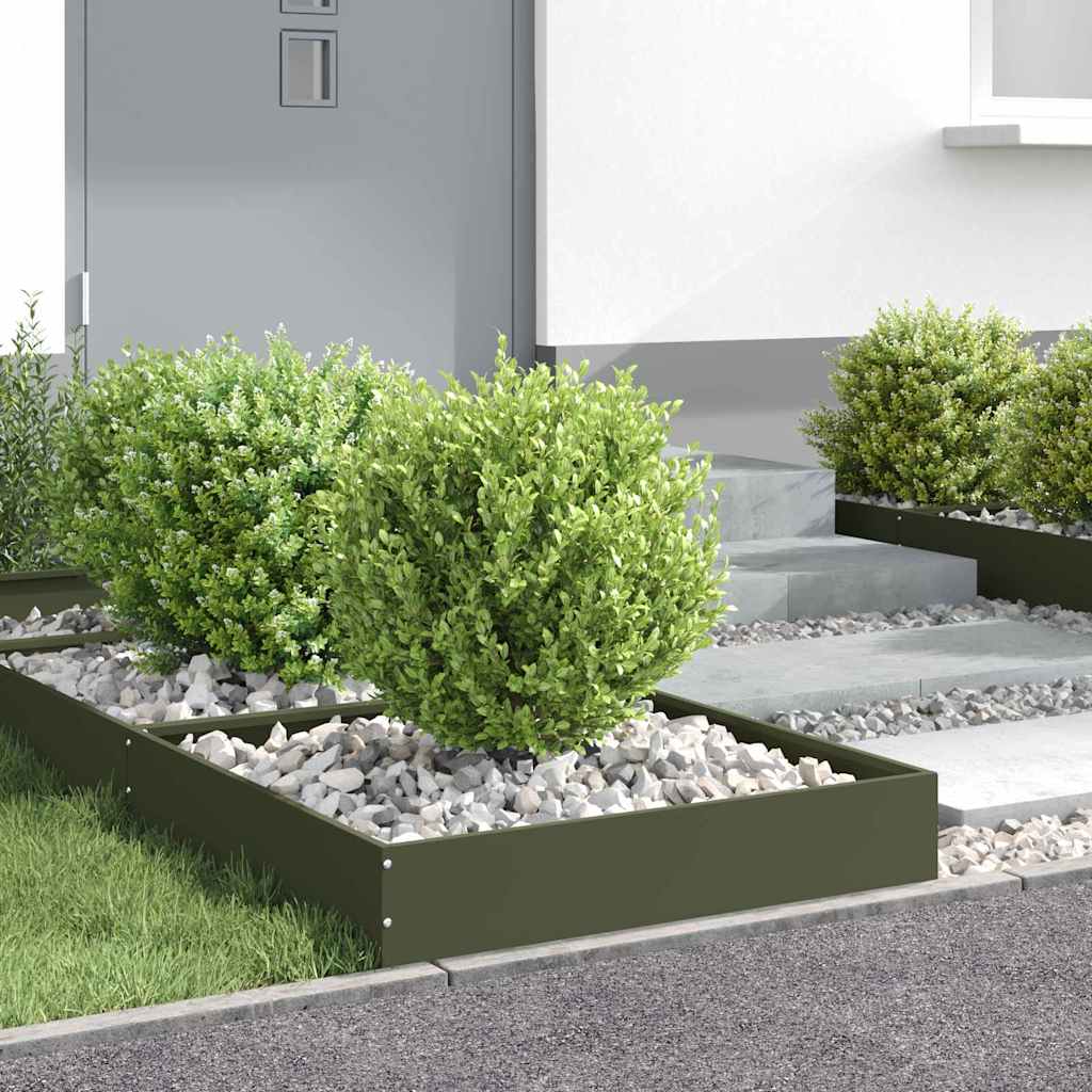 vidaXL Lawn Edging 6 pcs 60 x 60 x 13 cm Steel Olive Green 4