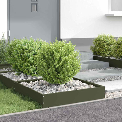 vidaXL Lawn Edging 6 pcs 60 x 60 x 13 cm Steel Olive Green 4