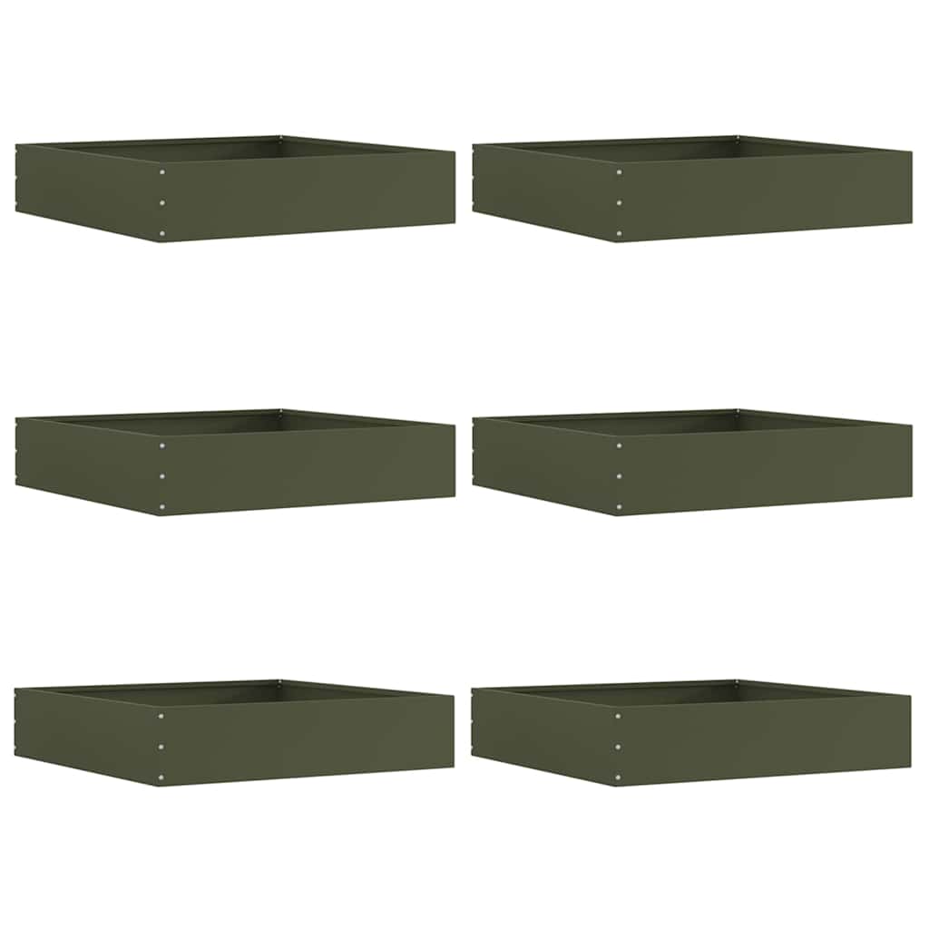 vidaXL Lawn Edging 6 pcs 60 x 60 x 13 cm Steel Olive Green 2