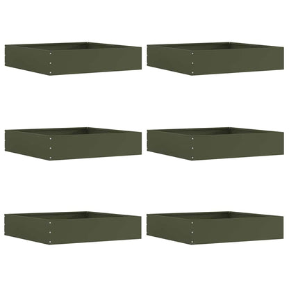 vidaXL Lawn Edging 6 pcs 60 x 60 x 13 cm Steel Olive Green 2