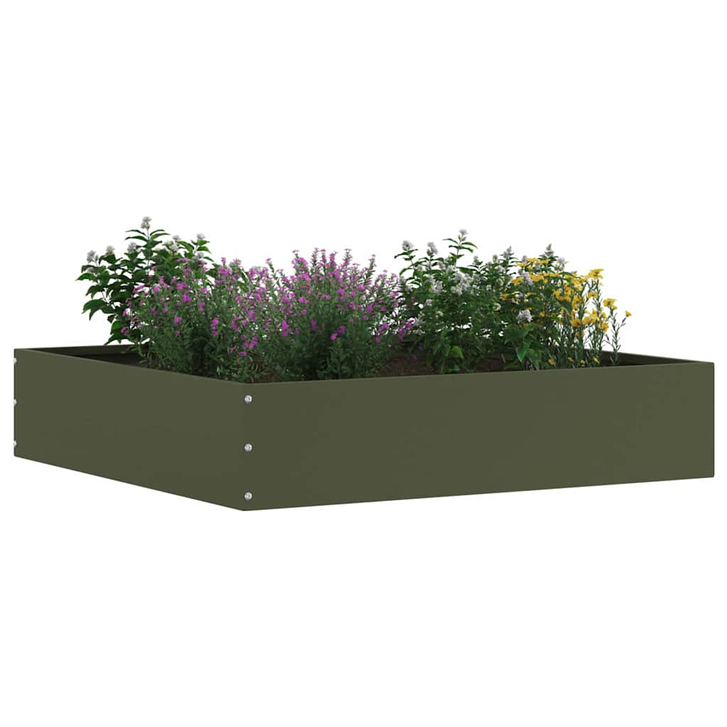 vidaXL Lawn Edging 6 pcs 60 x 60 x 13 cm Steel Olive Green 3