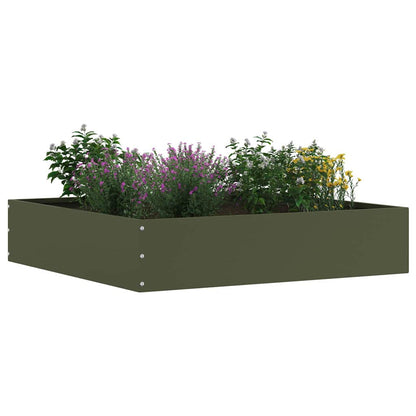 vidaXL Lawn Edging 6 pcs 60 x 60 x 13 cm Steel Olive Green 3