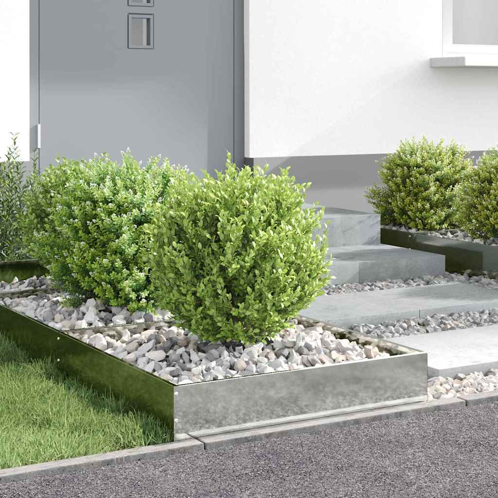 vidaXL Lawn Edging 6 pcs 60 x 60 x 13 cm Galvanised Steel Silver 4
