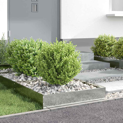vidaXL Lawn Edging 6 pcs 60 x 60 x 13 cm Galvanised Steel Silver 4