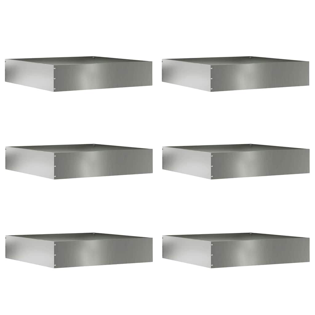 vidaXL Lawn Edging 6 pcs 60 x 60 x 13 cm Galvanised Steel Silver 2