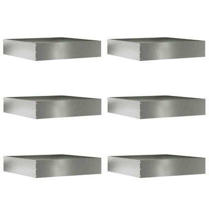 vidaXL Lawn Edging 6 pcs 60 x 60 x 13 cm Galvanised Steel Silver 2