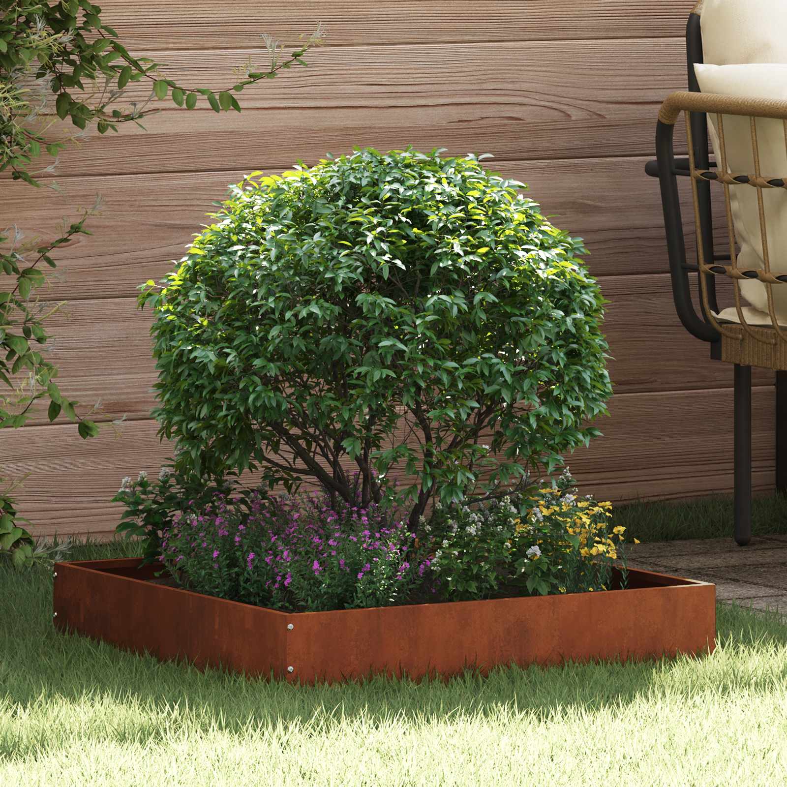 vidaXL Lawn Edging 6 pcs 60 x 60 x 13 cm Rusty 1
