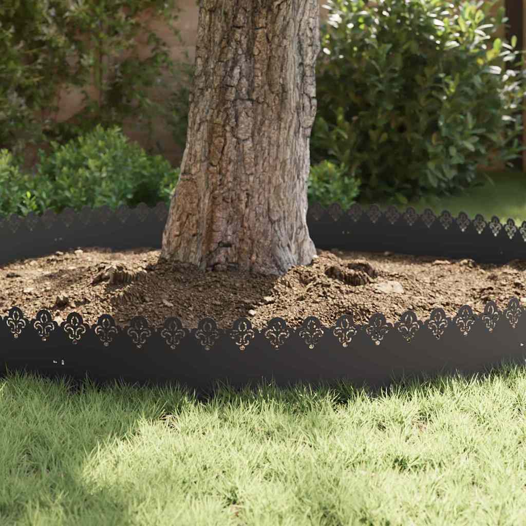 vidaXL Lawn Edgings 10 pcs 103 x 0.05 x 22 cm Steel Black 5