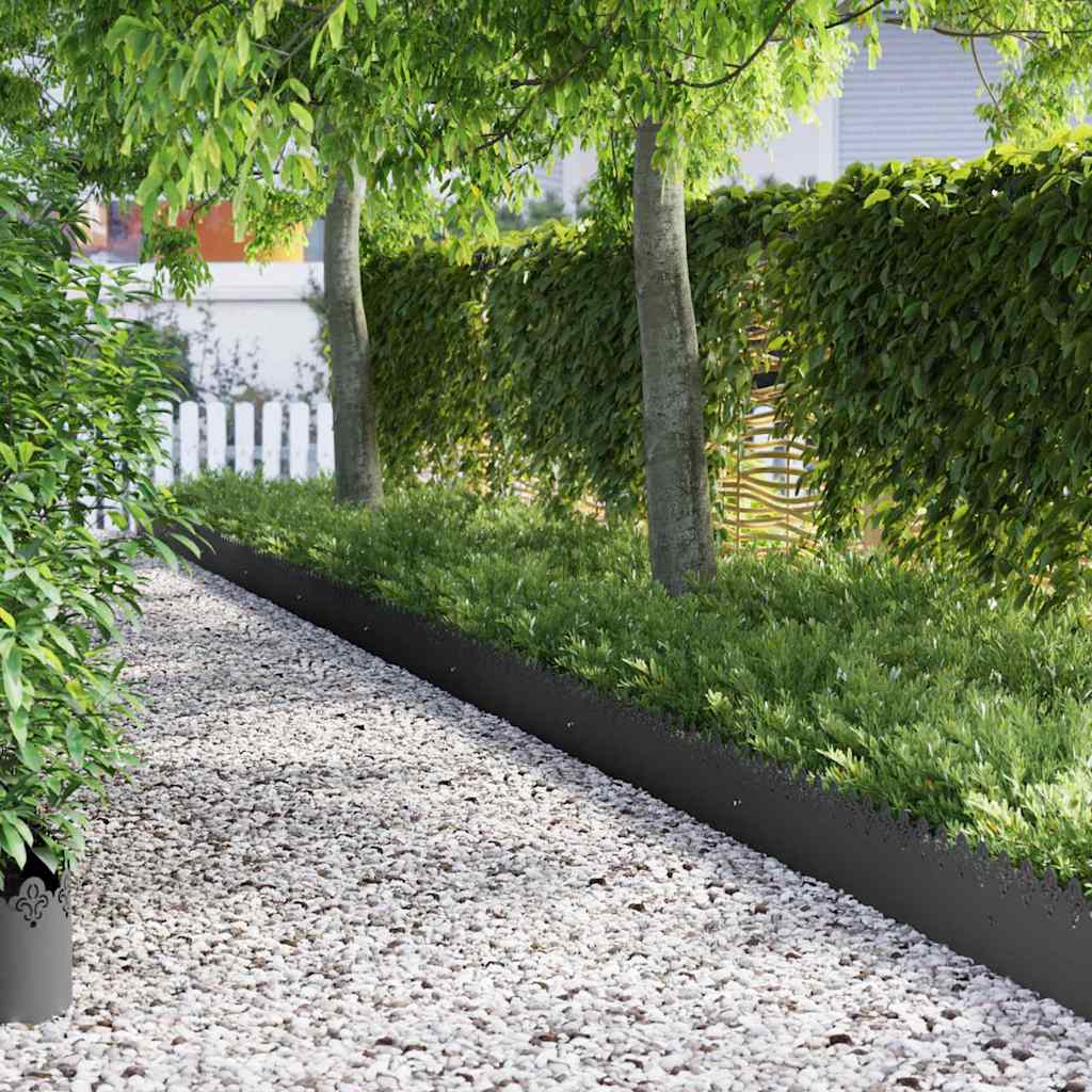 vidaXL Lawn Edgings 10 pcs 103 x 0.05 x 22 cm Steel Black 1