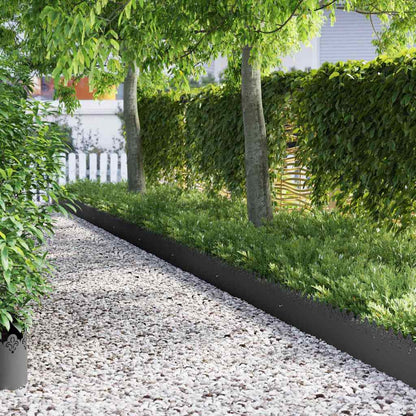 vidaXL Lawn Edgings 10 pcs 103 x 0.05 x 22 cm Steel Black 1