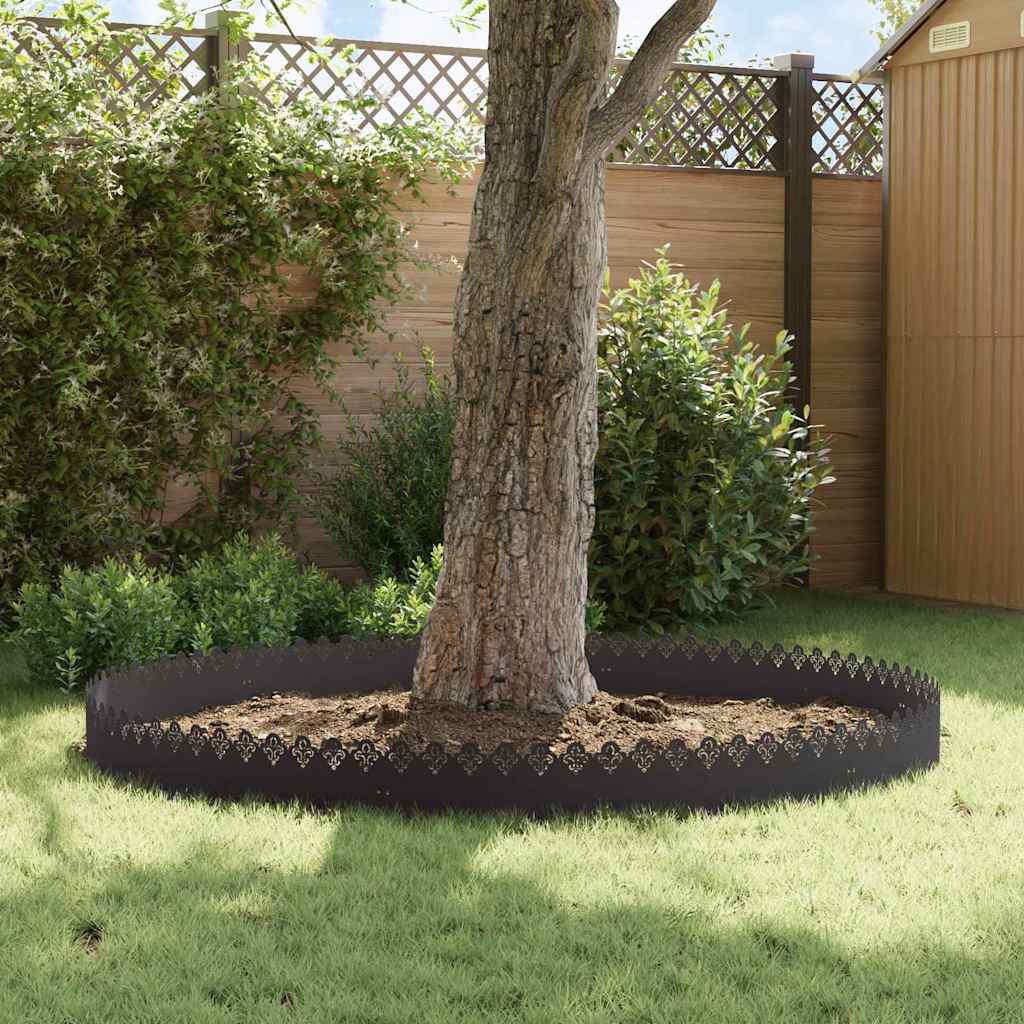 vidaXL Lawn Edgings 10 pcs 103 x 0.05 x 22 cm Steel Black 4