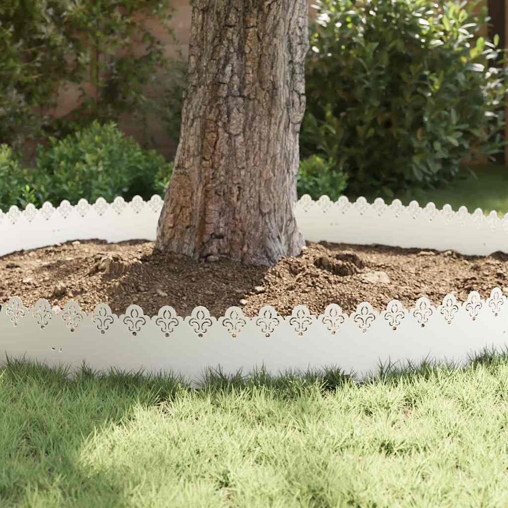 vidaXL Lawn Edgings 10 pcs 103 x 0.05 x 22 cm Steel White 5