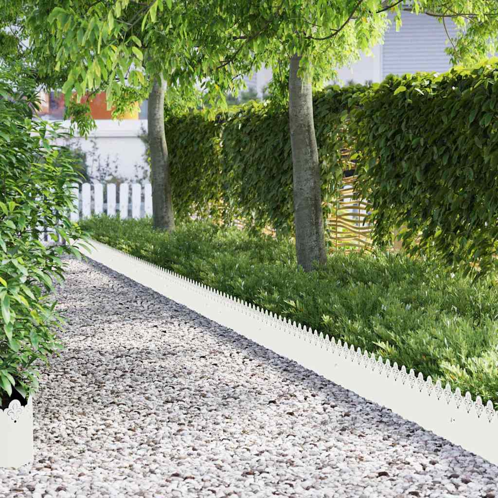 vidaXL Lawn Edgings 10 pcs 103 x 0.05 x 22 cm Steel White 1