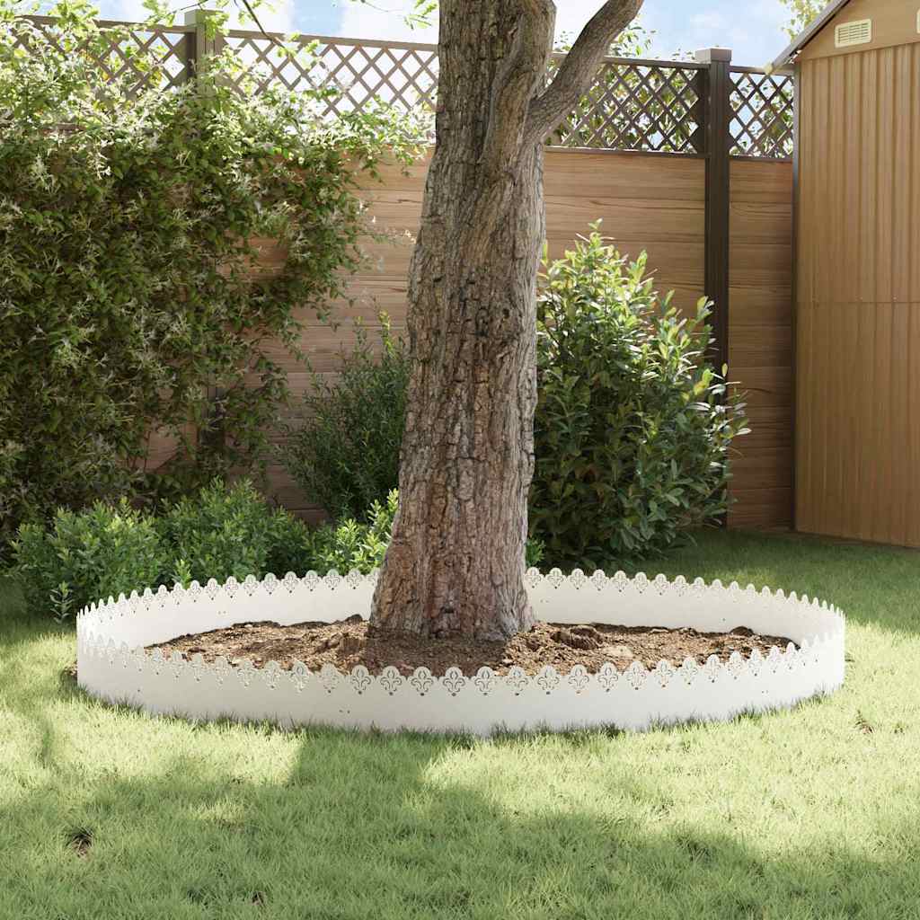 vidaXL Lawn Edgings 10 pcs 103 x 0.05 x 22 cm Steel White 4