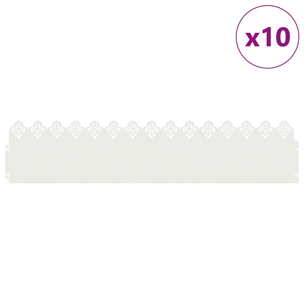 vidaXL Lawn Edgings 10 pcs 103 x 0.05 x 22 cm Steel White 3