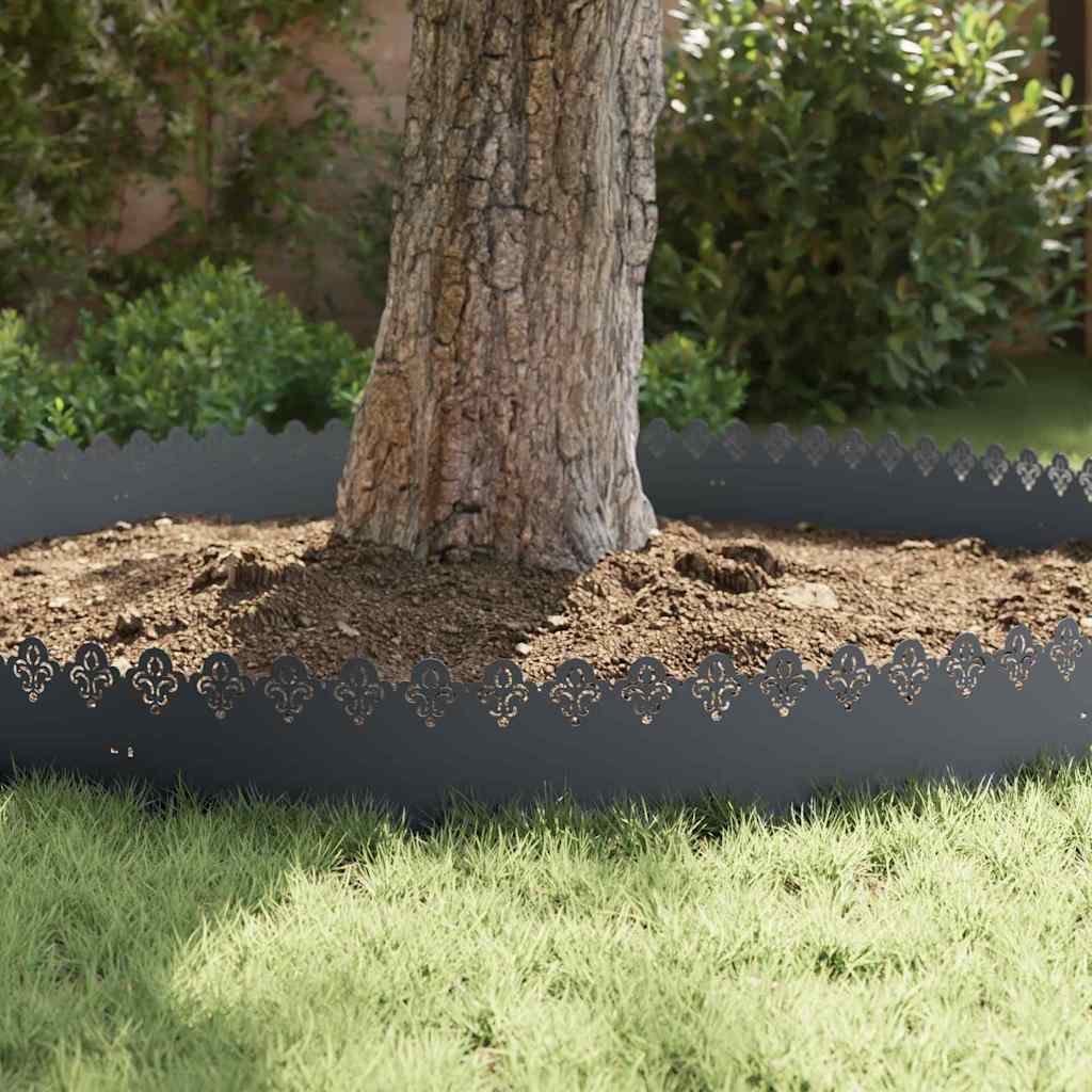 vidaXL Lawn Edgings 10 pcs 103 x 0.05 x 22 cm Steel Anthracite 5