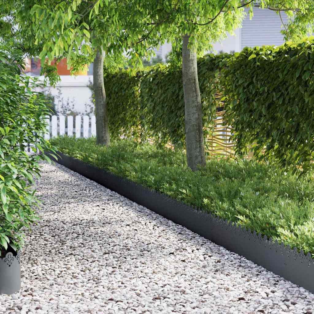vidaXL Lawn Edgings 10 pcs 103 x 0.05 x 22 cm Steel Anthracite 1