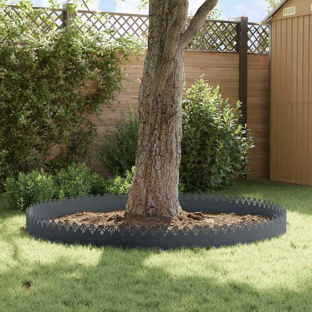 vidaXL Lawn Edgings 10 pcs 103 x 0.05 x 22 cm Steel Anthracite 4