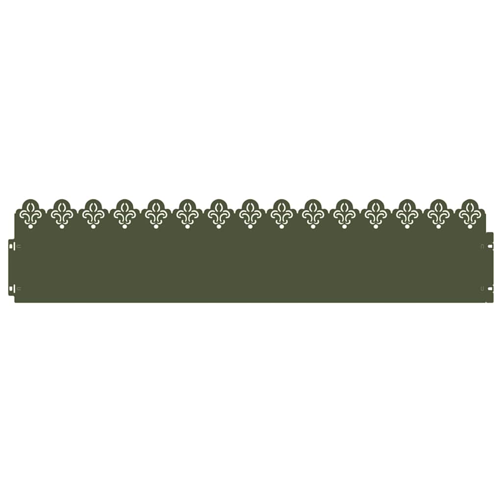vidaXL Lawn Edgings 10 pcs 103 x 0.05 x 22 cm Steel Olive Green 2
