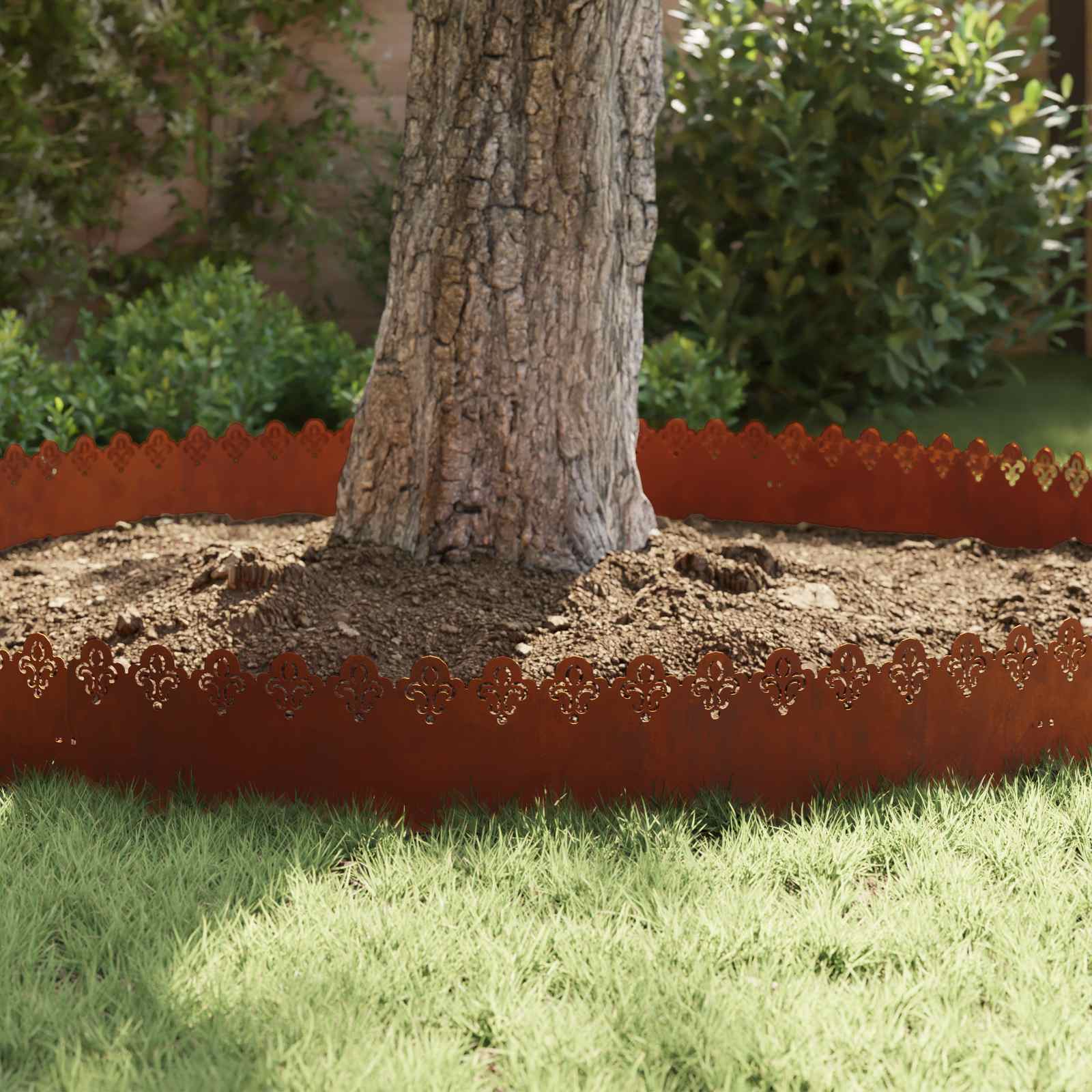 vidaXL Lawn Edgings 10 pcs 103 x 0.05 x 22 cm Weathering Steel Rusty 4
