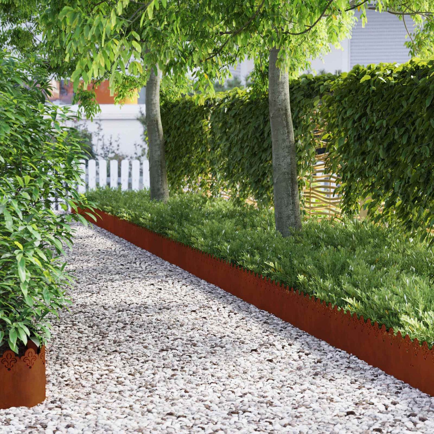 vidaXL Lawn Edgings 10 pcs 103 x 0.05 x 22 cm Weathering Steel Rusty 1