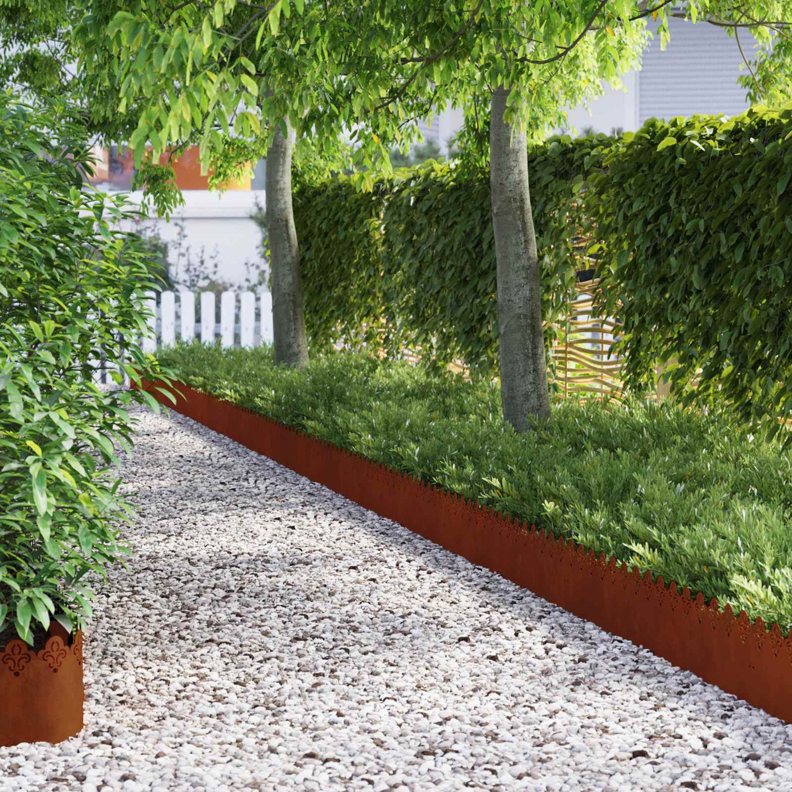 vidaXL Lawn Edgings 10 pcs 103 x 0.05 x 22 cm Weathering Steel Rusty 1