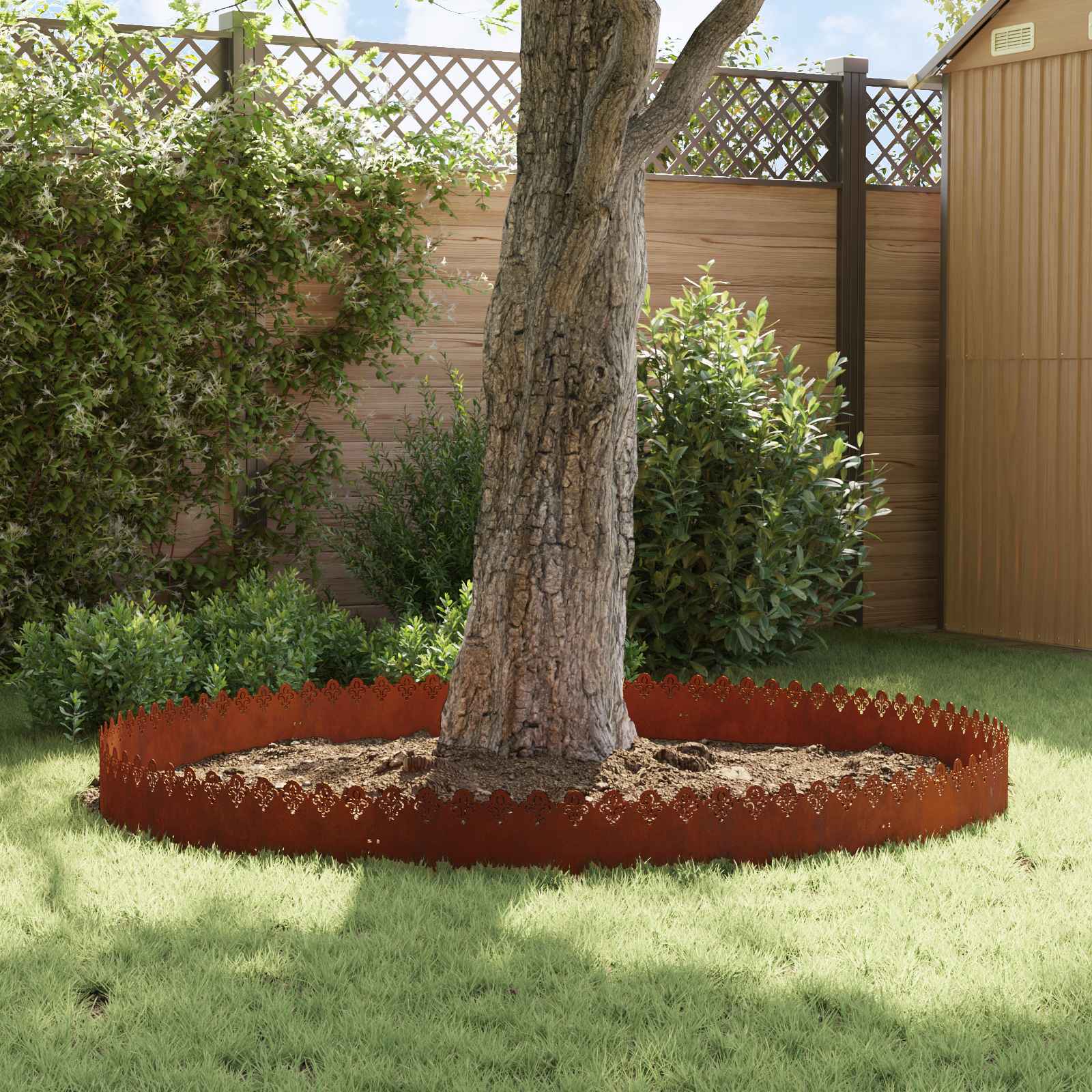 vidaXL Lawn Edgings 10 pcs 103 x 0.05 x 22 cm Weathering Steel Rusty 3
