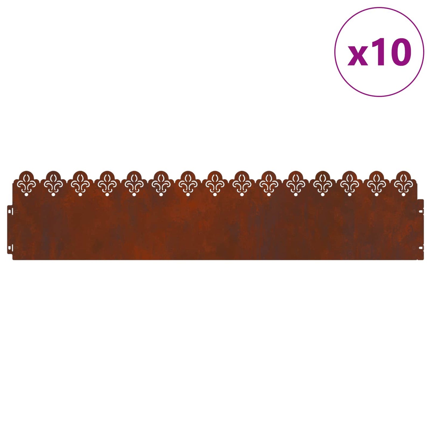 vidaXL Lawn Edgings 10 pcs 103 x 0.05 x 22 cm Weathering Steel Rusty 2
