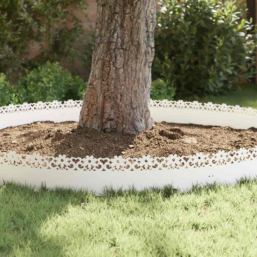 vidaXL Lawn Edgings 10 pcs 103 x 0.05 x 22 cm Steel White 5